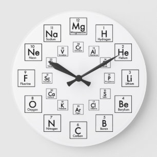 GRANDE HORLOGE RONDE TABLE DES ÉLÉMENTS PÉRIODIQUE - 24 HEURES