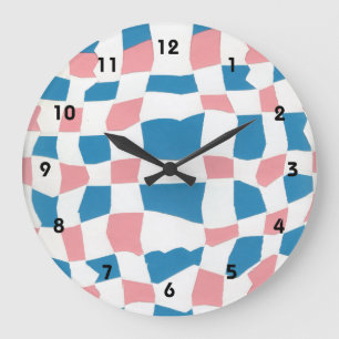 Grande Horloge Ronde Tableau de contrôle bleu rose rétro Abstrait