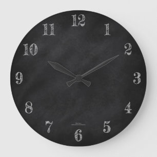 Grande Horloge Ronde Tableau noir rétro