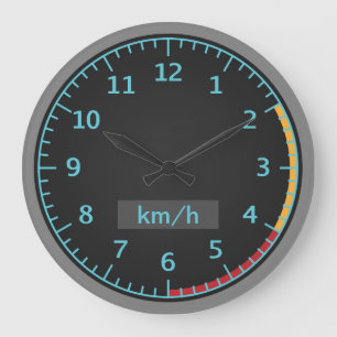 Grande Horloge Ronde Tachymètre bleu et noir
