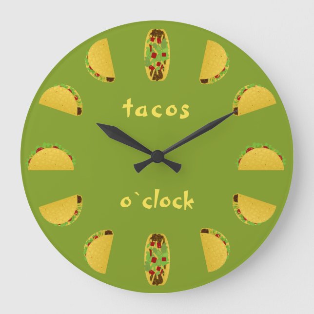 Grande Horloge Ronde tacos amusants o`clock green (Recto)