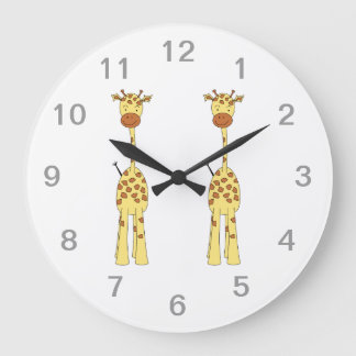 Grande Horloge Ronde Tall Cute Giraffe. Un dessin animé animal.