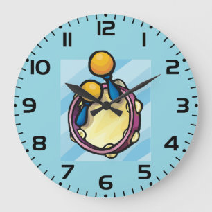 Grande Horloge Ronde Tambourin Et Maracas