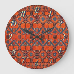 Grande Horloge Ronde Tapis à motif persan turc oriental