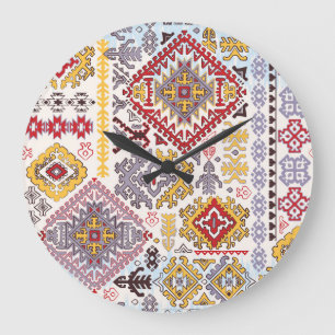 Grande Horloge Ronde Tapis indien, mandala paisley, yoga