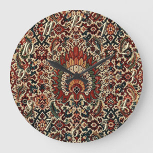 Grande Horloge Ronde Tapis persan turc oriental antique