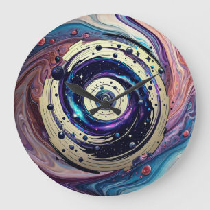 Grande Horloge Ronde Tapisserie galactique
