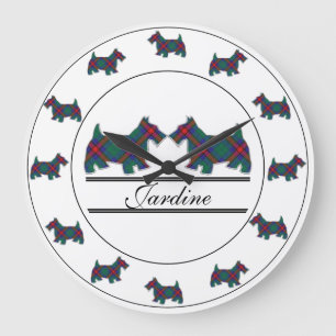 Grande Horloge Ronde Tartan Plaid des chiens Scottie du clan écossais J