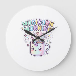Grande Horloge Ronde Tasse Licorne Mugicorn Matin Graphisme Zazzle Créa