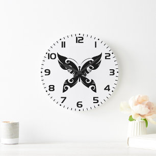 Grande Horloge Ronde Tatouage Tribal Papier Tatouage Gras Noir Style En