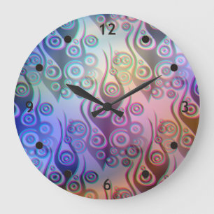 Grande Horloge Ronde Tattoo flammes & cercles motif + votre backgr.