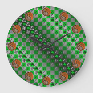 Grande Horloge Ronde Taureau & Lapin de Bois