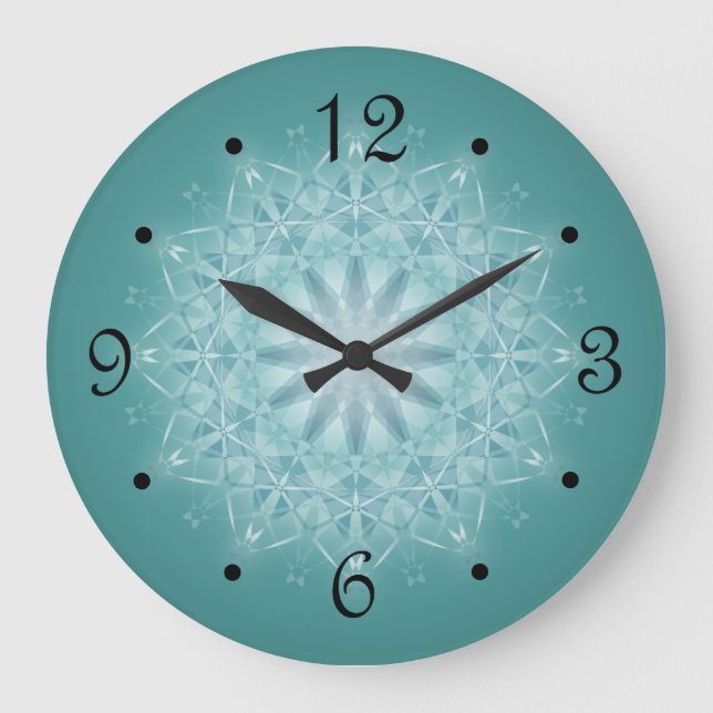 Grande Horloge Ronde Teal star Mandala Numbers (Recto)