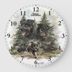 Grande Horloge Ronde Teckels de chasse allemands