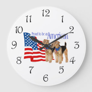 Grande Horloge Ronde Teckels Patriotes Airedale