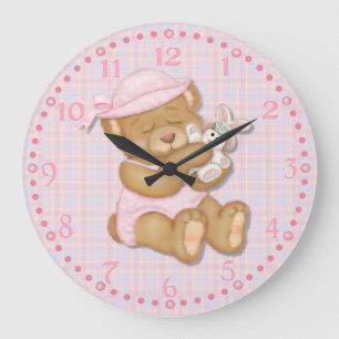 Grande Horloge Ronde Teddy Girl Pâques