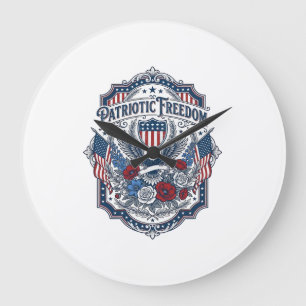 Grande Horloge Ronde Tee-shirt graphique vectoriel Fleuriste Patriotiqu
