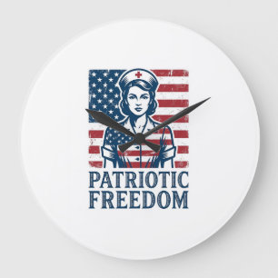 Grande Horloge Ronde Tee-shirt graphique vectoriel infirmière patriotiq
