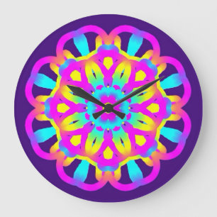 Grande Horloge Ronde Teinture pourpre, rose et jaune