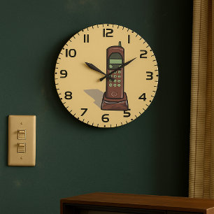Grande Horloge Ronde Téléphone sans fil rétro Vintage 90s