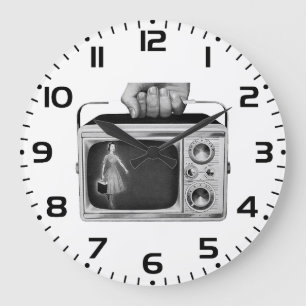 Grande Horloge Ronde Télévision portable rétro des années 1950 milieu d