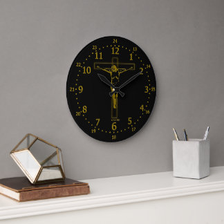 Grande Horloge Ronde Temps Crucifix
