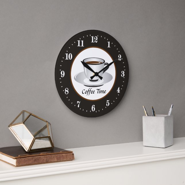 Grande Horloge Ronde temps de barre de café mignon (Bureau)