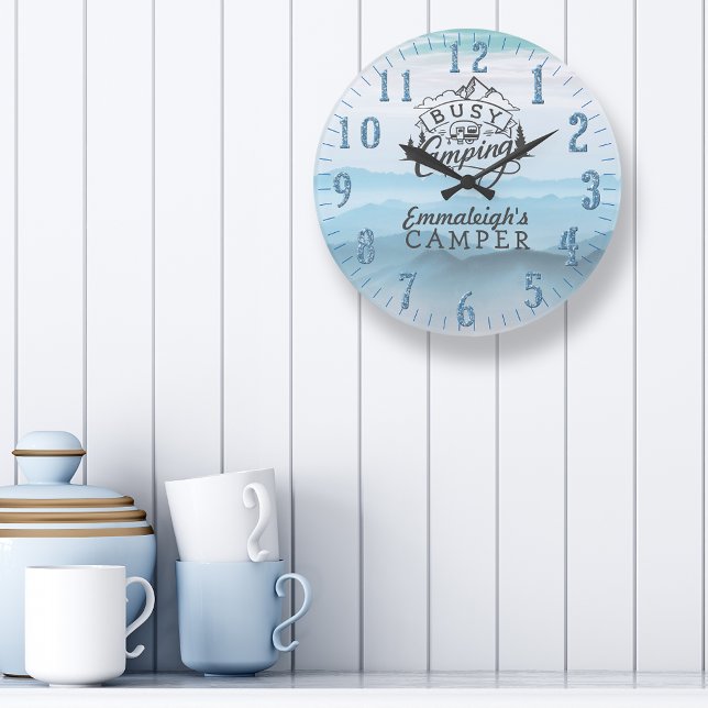 Grande Horloge Ronde Temps de camping occupé Camper personnalisé (Créateur téléchargé)