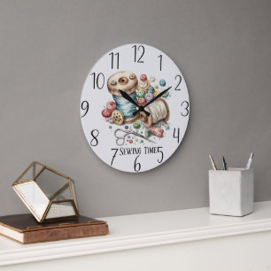 Grande Horloge Ronde temps de couture mignon ajouter du texte
