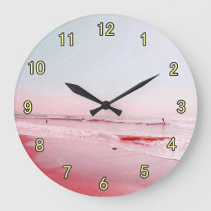 Grande Horloge Ronde Temps de plage ! , belle plage de détente