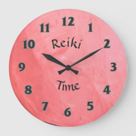 Grande Horloge Ronde Temps Reiki de Quartz rose