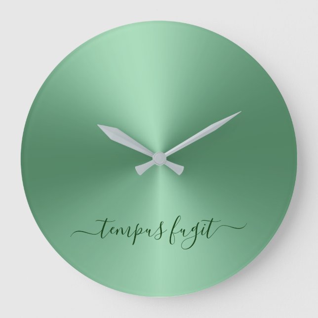 Grande Horloge Ronde Tempus Fugit Emerald Green Metallic Style acryliqu (Recto)