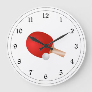 Grande Horloge Ronde Tennis de table, raquette et balle