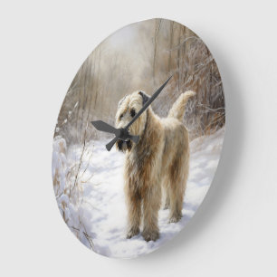 Grande Horloge Ronde Tenter Wheaten Laissez Tomber la Neige Noël