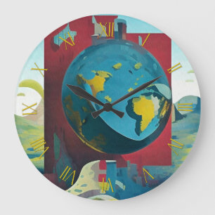 Grande Horloge Ronde Terre plate. Art moderne