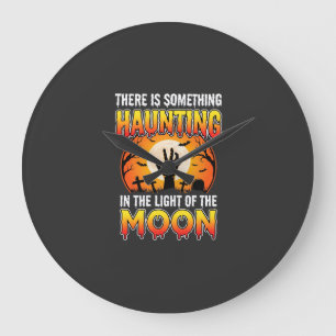 Grande Horloge Ronde Terreur de la Lune de Cimetière d'Halloween