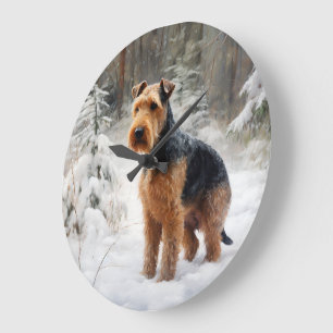 Grande Horloge Ronde Terrier Gallois Qu'il neige Noël
