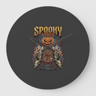 Grande Horloge Ronde Tête de citrouille d'Halloween de Vires effrayants