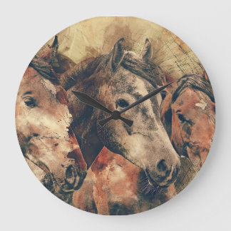 Grande Horloge Ronde têtes de chevaux