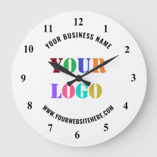 Grande Horloge Ronde Texte de logo d'entreprise personnalisé Exemple d'