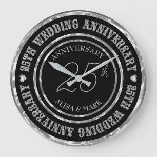 Grande Horloge Ronde Texte Diamants 25e Anniversaire