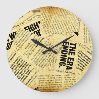 Grande Horloge Ronde Texte du journal de presse avec vieux papier