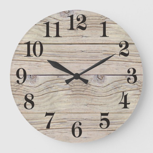 Grande Horloge Ronde Texture Arrière - plan de bois de chauffe (Recto)