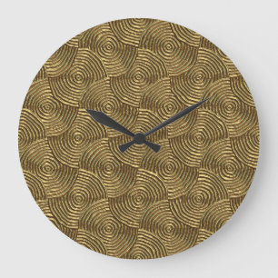 Grande Horloge Ronde Texture Cercle d'or : Abstrait sans joint.