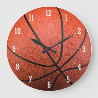 Grande Horloge Ronde Texture de basket-ball | Le temps du sport