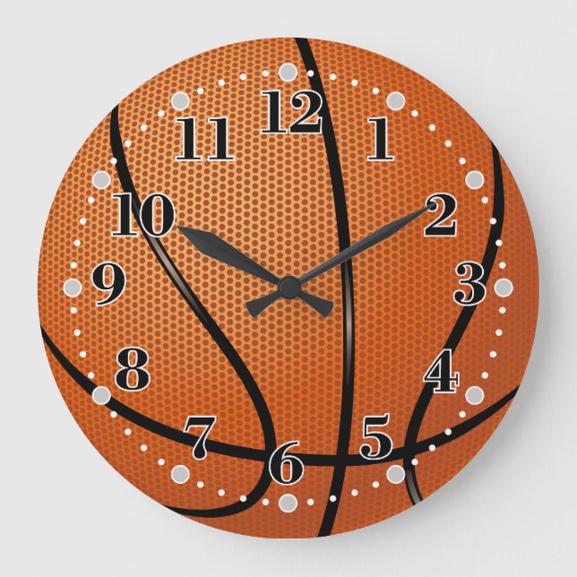 Grande Horloge Ronde Texture de basket-ball | Sport (Recto)