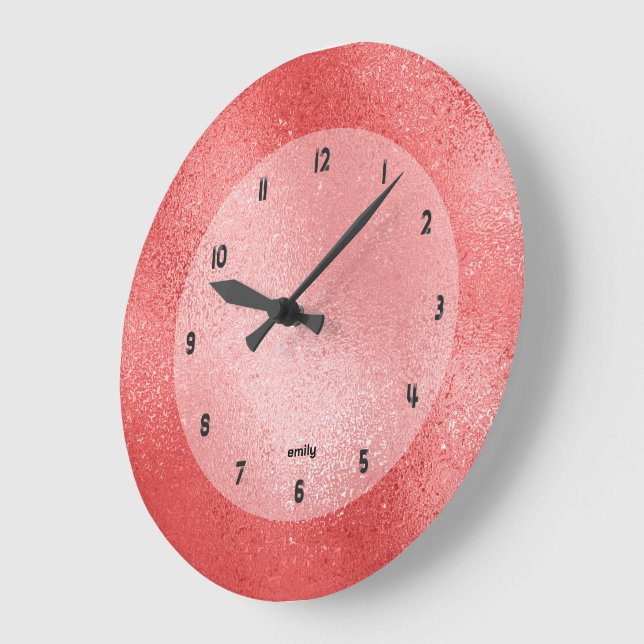 Grande Horloge Ronde Texture de l'image arrière - plan rouge chatoyante (Angle)