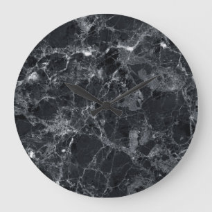 Grande Horloge Ronde Texture de marbre noir
