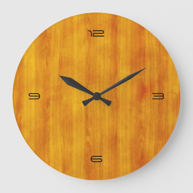 Grande Horloge Ronde Texture du grain de bois #3 (Recto)