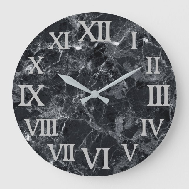 Grande Horloge Ronde Texture en marbre noir (Recto)